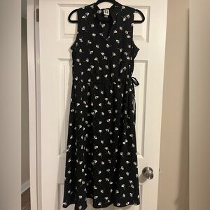Anne Klein Black Dress with White Floral Pattern